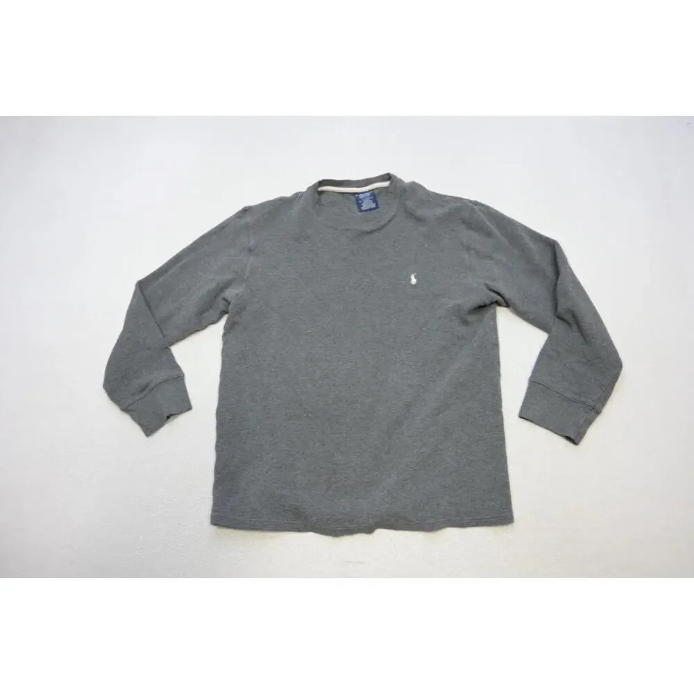 Polo Ralph Lauren Thermal Sweatshirt Gray Long Sleeve Sweater‎ Mens Size Large